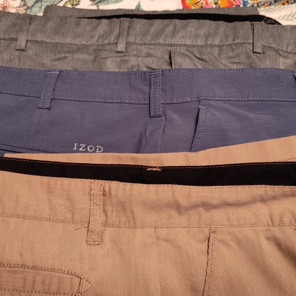 Izod Men's Chinos in Blue, Gray, and Tan
